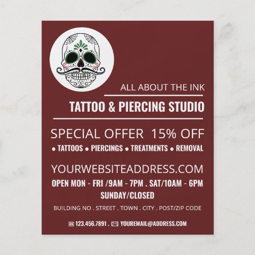 Skull Tattoo Tattoo  Body Piercing Studio Flyer