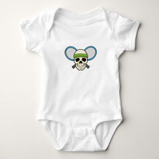 Skull Tennis Tennis racket Baby Bodysuit (Front)