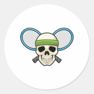 Skull Tennis Tennis racket Classic Round Sticker