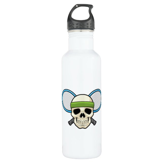 Skull Tennis Tennis racket Stainless Steel Water Bottle (Front)