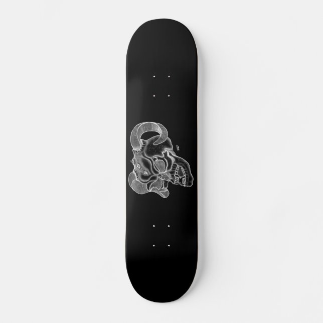 Skull - Teufelschädel schwarz weiß Zeichnung Skateboard Deck (Front)