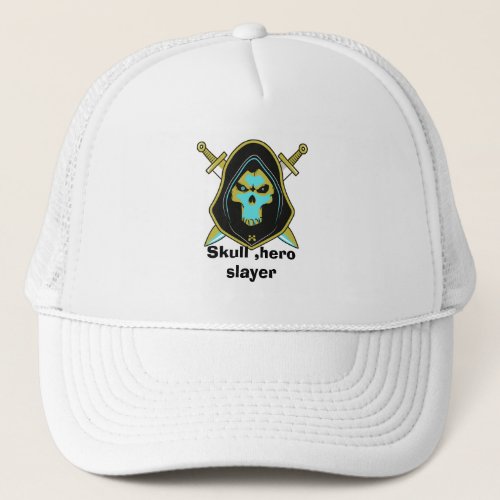 Skull the hero slayer game logo  trucker hat
