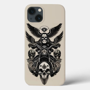 Skull-Themed Motorcycle with Wings iPhone 13 Case