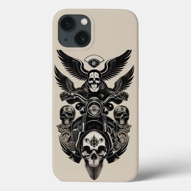Skull-Themed Motorcycle with Wings Case-Mate iPhone Case (Back)