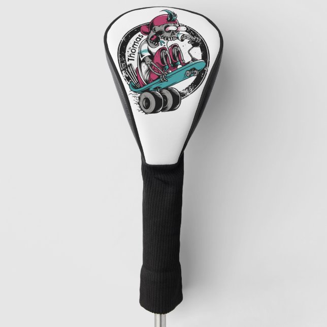 Skull Thrill: Ride or Die Customized Golf Head Cover (Front)