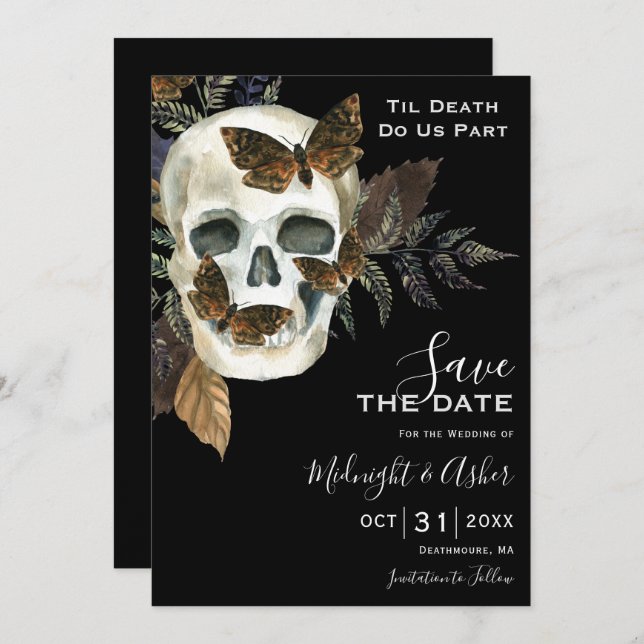 Skull Til Death Do Us Part Save the Date Invitation (Front/Back)