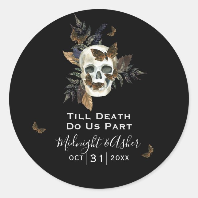 Skull Till Death Do Us Part  Classic Round Sticker (Front)