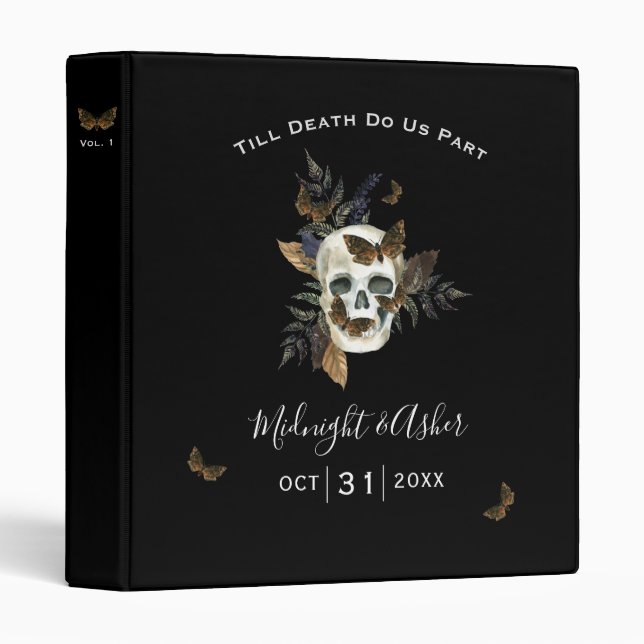 Skull Till Death Do Us Part Wedding Album 3 Ring Binder (Front/Spine)