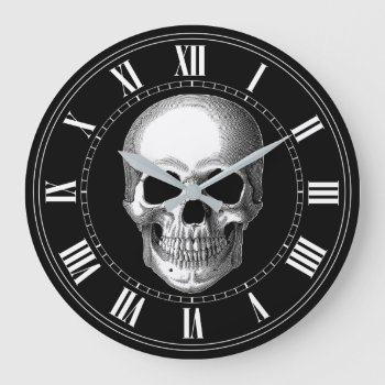 Skull Time Large Clock by TimeEchoArt at Zazzle