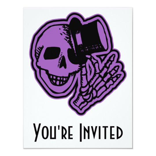Skull Top Hat Gentleman Purple Card