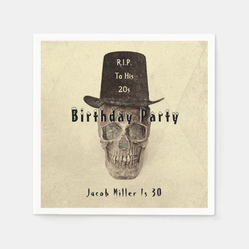 Skull Top Hat Vintage Sepia RIP To His 20s Napkins