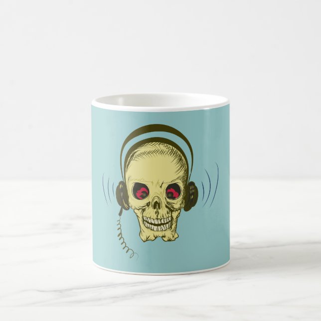 Skull Totenkopf headphones skull earphones Coffee Mug (Center)
