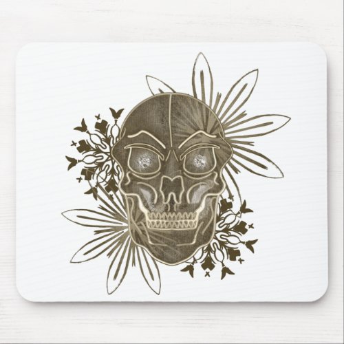 Skull Totenkopf mit Blumen und Ornamenten Mouse Pad