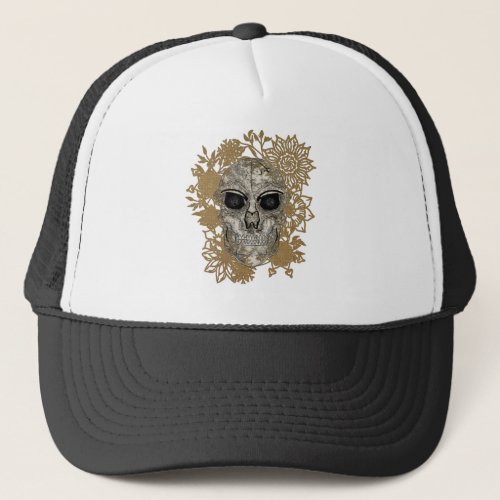 Skull Totenkopf mit Blumen und Ornamenten Trucker Hat