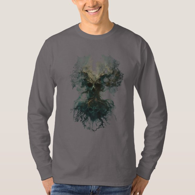 Skull Tree Surreal Dark Nature Long Sleeve T-Shirt (Front)