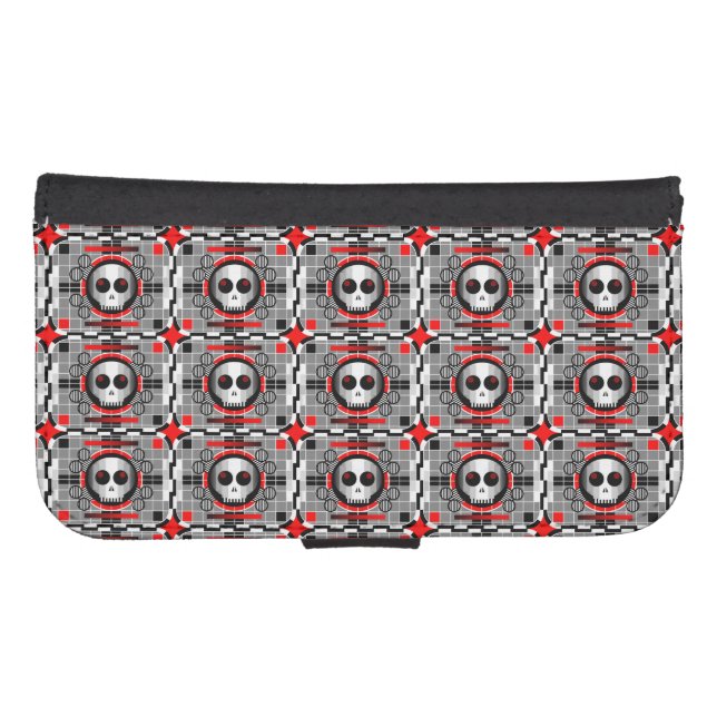 Skull TV Multi Samsung Galaxy S4 wallet case (Front (Horizontal))