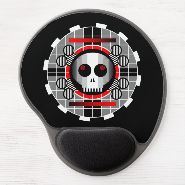 Skull TV Round gel mousepad black (Front)