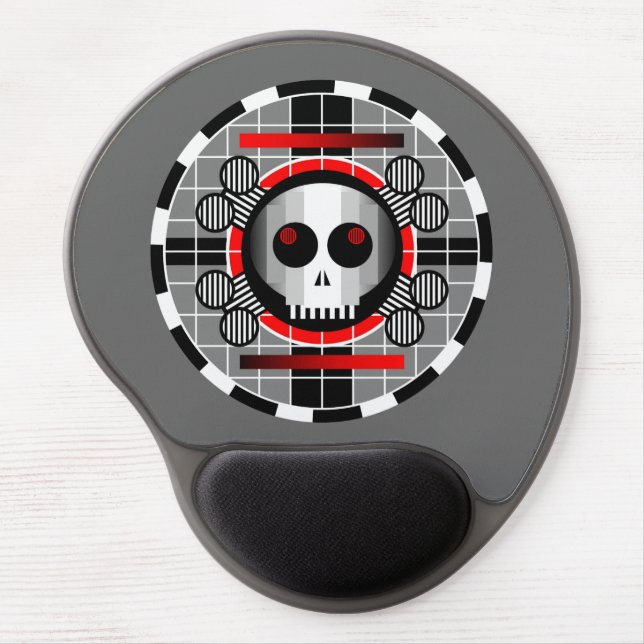 Skull TV Round gel mousepad grey (Front)