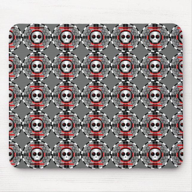 Skull TV Round multi mousepad grey (Front)