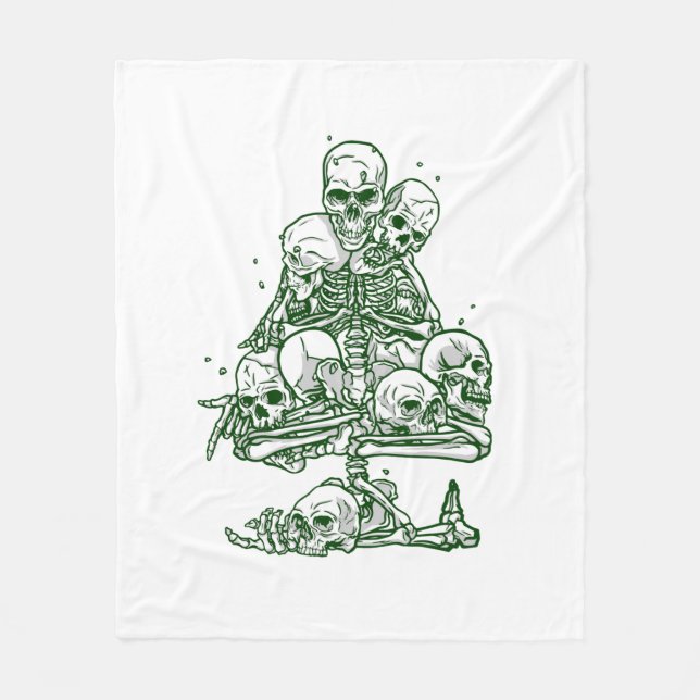 skull ugly christmas tree skeleton gothic fleece blanket (Front)