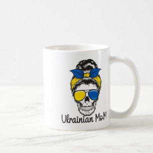 Skull Ukrainian Girl Ukraine Messy Bun Women Ukrai Coffee Mug