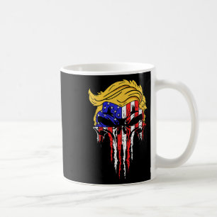 Skull Usa Flag Hair Funny President Gift  Coffee Mug