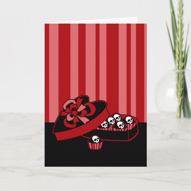 Skull Valentine Candy Holiday Card (Front)