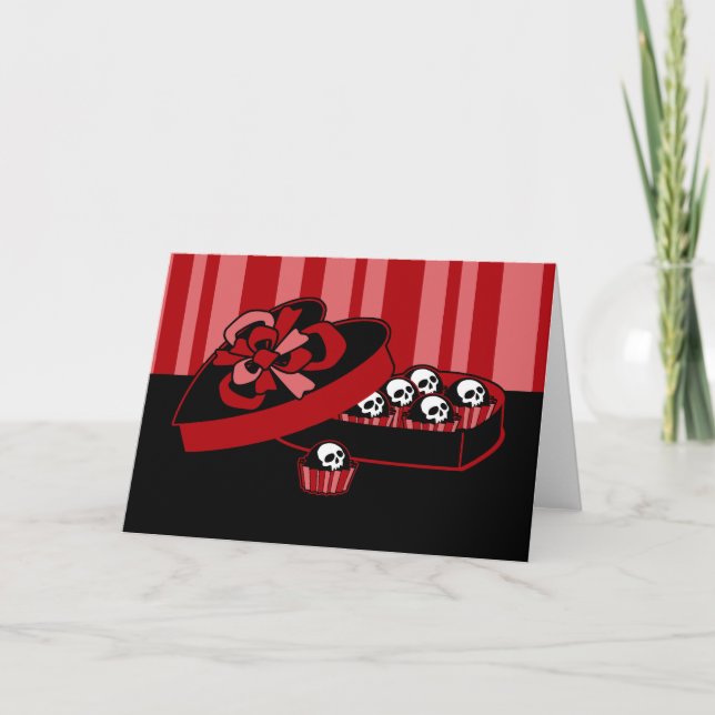 Skull Valentine Candy Holiday Card (Front)
