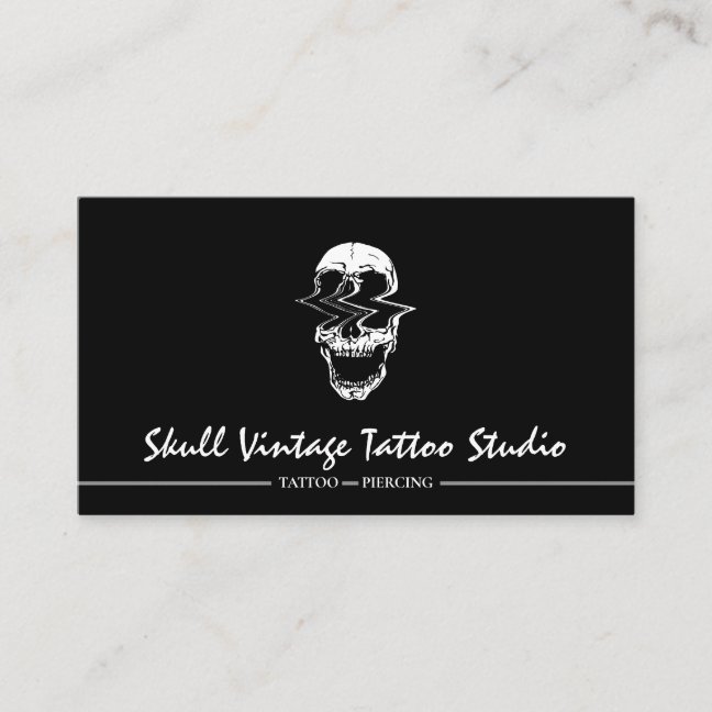Skull Vintage Abstract Horror skeleton head Business Card