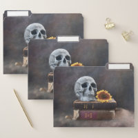 Skull Vintage Books Yellow Sunflower Gothic
