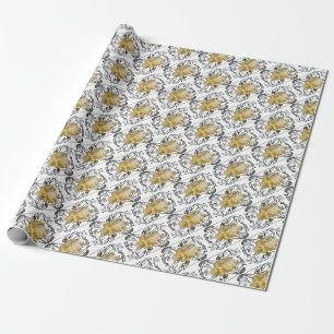 skull Vintage gold Wrapping Paper