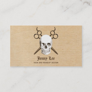 skull vintage hairstylist hair stylist modern business card
