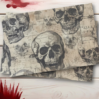 Skull Vintage Halloween Decoupage Tissue Paper