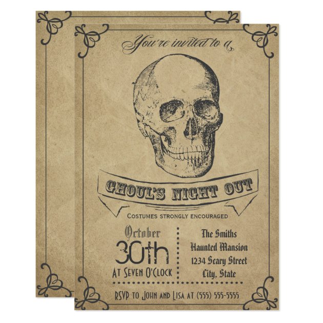 Skull Vintage Halloween Invitation