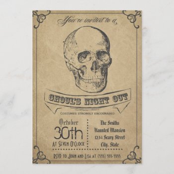 Skull Vintage Halloween Invitation by SoSpooky at Zazzle