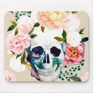 Skull w/ Flowers, Pastels Mouse Pad