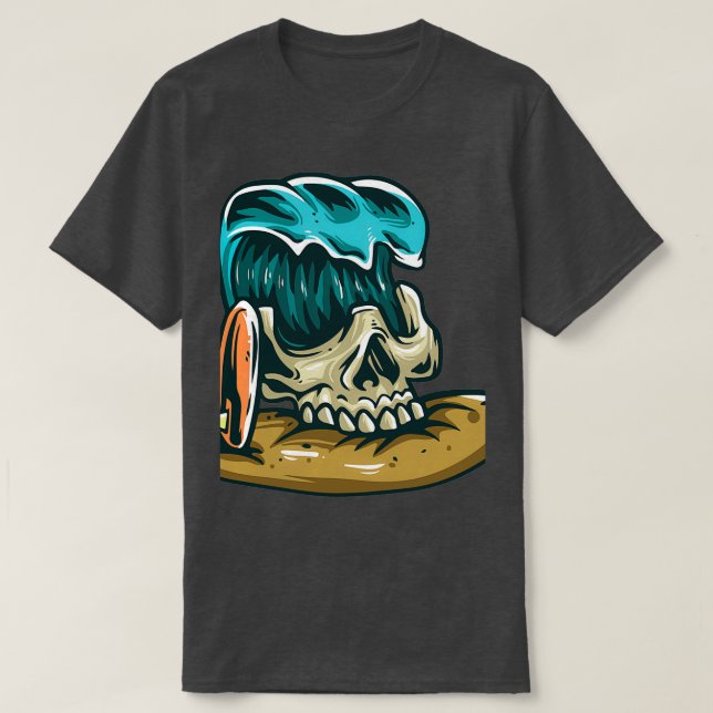 Skull waves surf premium vector T-Shirt (Design Front)