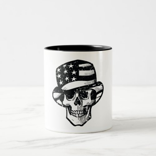 Skull Wear USA Hat Black  White Two_Tone Coffee Mug