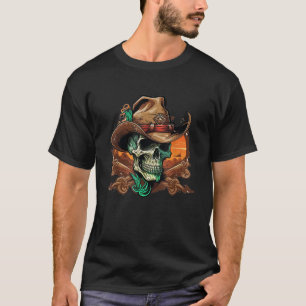 Skull Wearing Cowboy Hat Skeleton T Shirt