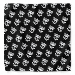 Skull Wearing Crown Gothic Drawing Black Bandana