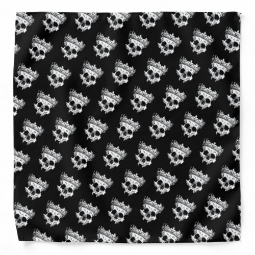 Skull Wearing Crown Gothic Drawing Black Bandana