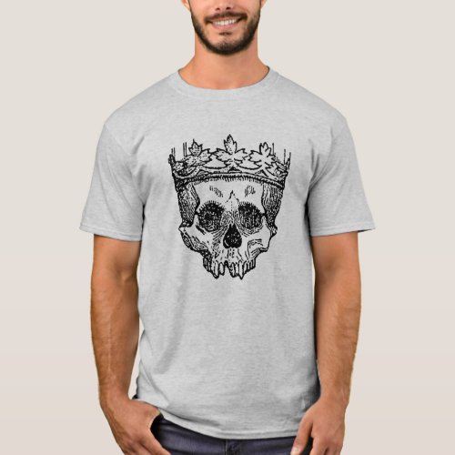 Skull Wearing Crown Gothic Drawing T_Shirt
