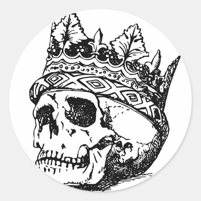 Skull Wearing Crown, King, Hamlet Classic Round Sticker (Front)