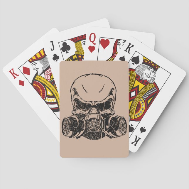Skull Wearing Gas Mask Poker Cards (Back)