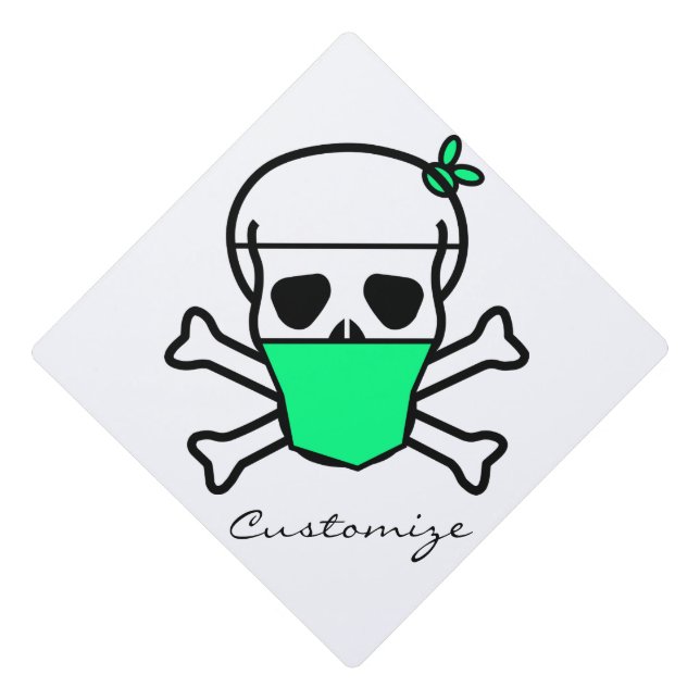 Skull Wearing Mask Thunder_Cove Graduation Cap Topper (Front)