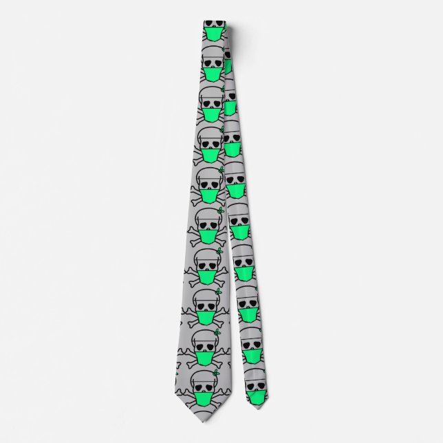 Skull Wearing Mask Thunder_Cove Neck Tie (Front)