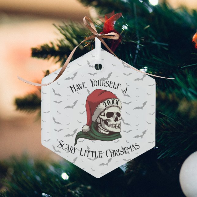 Skull Wearing Santa Hat Christmas Tree Ornament (Creator Uploaded)