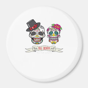 Skull Wedding Bride and Groom Till Death Print Magnet