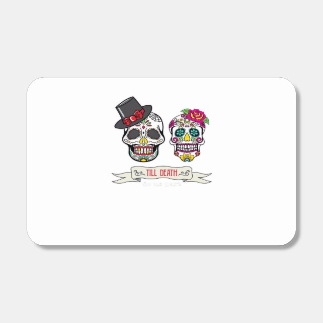 Skull Wedding Bride and Groom Till Death Print Matchboxes (Front)
