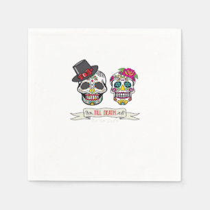 Skull Wedding Bride and Groom Till Death Print Napkins